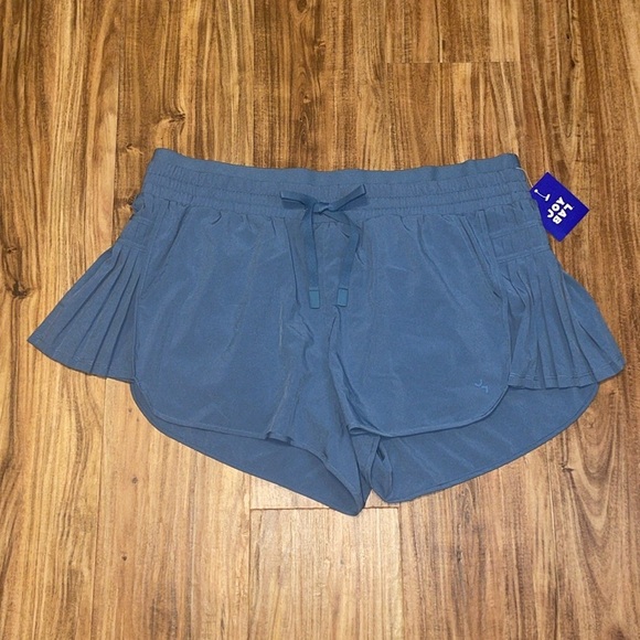 JoyLab women’s XXL  shorts high rise side pleat tie waist blue Athleisure NWT - Picture 1 of 12